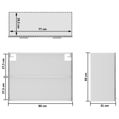 Hängeschrank Glas Grau Sonoma 80x31x60 cm Holzwerkstoff