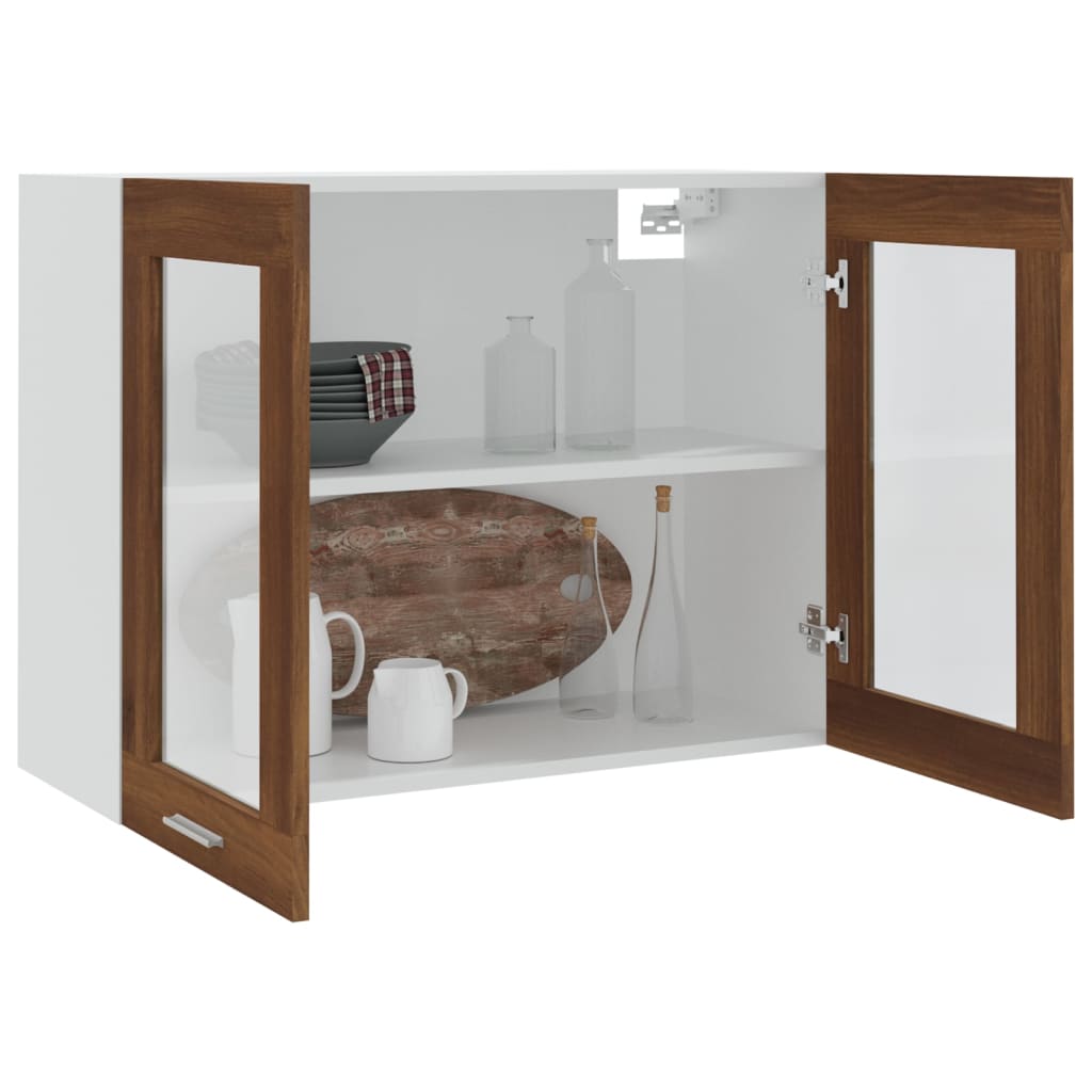 Hängeschrank Glas Braun Eichen-Optik 80x31x60 cm Holzwerkstoff