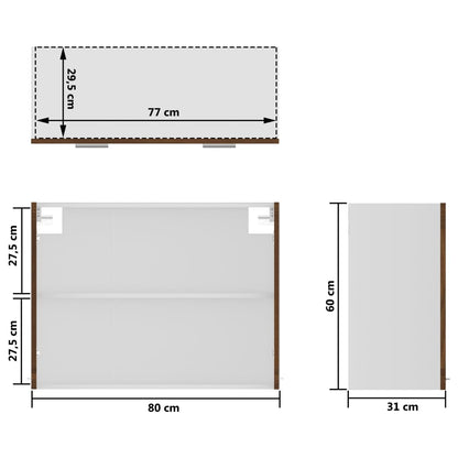 Hängeschrank Glas Braun Eichen-Optik 80x31x60 cm Holzwerkstoff