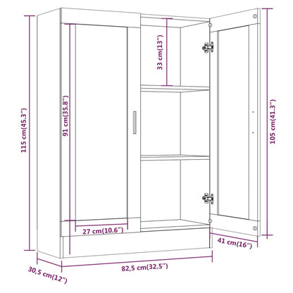 Vitrinenschrank Grau Sonoma 82,5x30,5x115 cm Holzwerkstoff