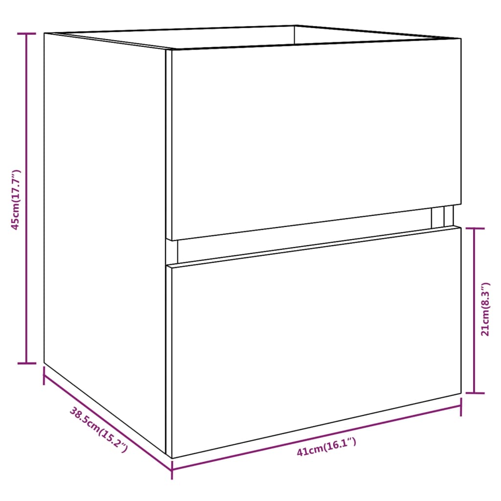 Waschbeckenunterschrank Eichen-Optik 41x38,5x45cm Holzwerkstoff