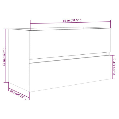 Waschbeckenschrank Räuchereiche 80x38,5x45 cm Holzwerkstoff