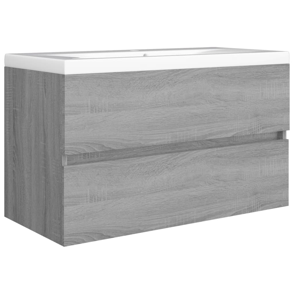 Waschbeckenschrank Grau Sonoma 80x38,5x45 cm Holzwerkstoff