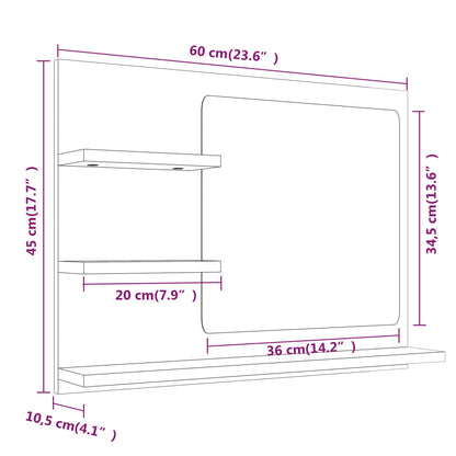 Badspiegel Grau Sonoma 60x10,5x45 cm Holzwerkstoff