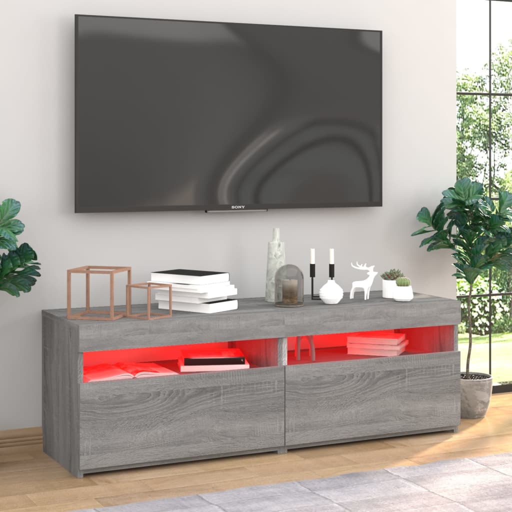 TV-Schränke 2 Stk. mit LED-Leuchten Grau Sonoma 60x35x40 cm