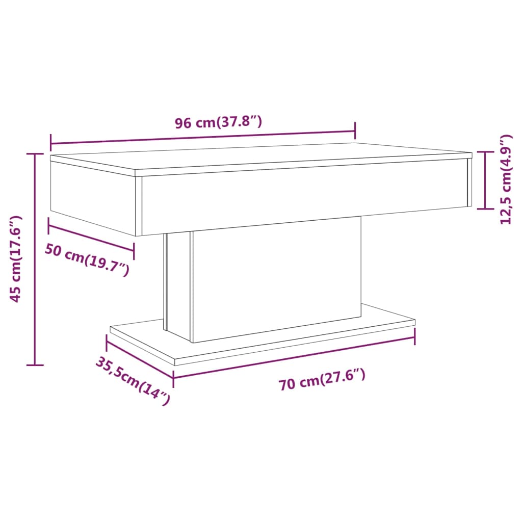 Couchtisch Räuchereiche 96x50x45 cm Holzwerkstoff