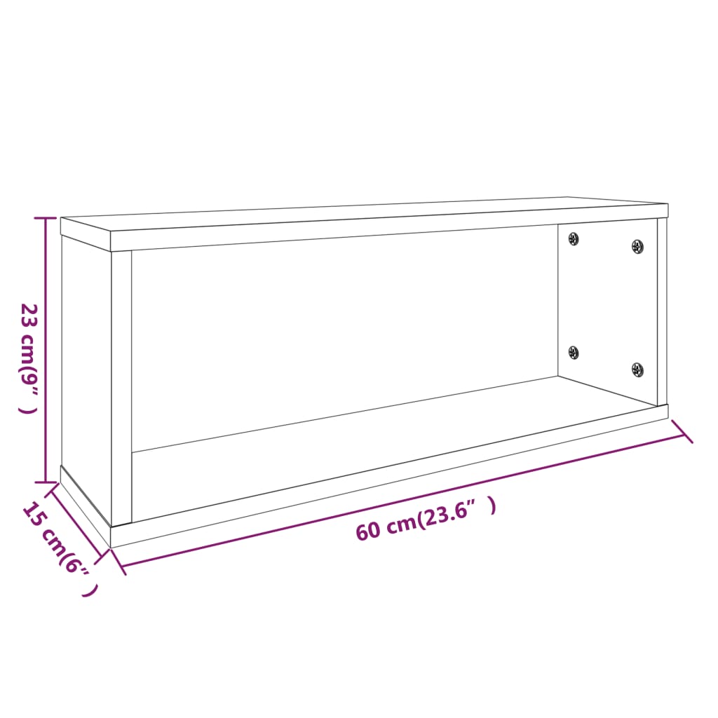 Würfelregale 4 Stk. Grau Sonoma 60x15x23 cm Holzwerkstoff