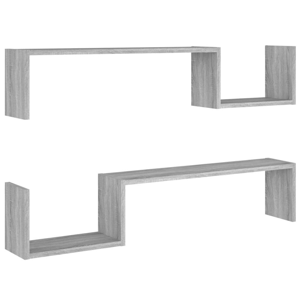 Wandregale 2 Stk. Grau Sonoma 100x15x20 cm Holzwerkstoff