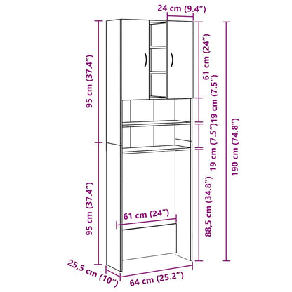 Waschmaschinenschrank Räuchereiche 64x25,5x190 cm