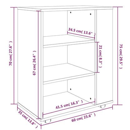 Rollschrank Räuchereiche 60x35x75 cm Holzwerkstoff