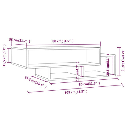 Couchtisch Räuchereiche 105x55x32 cm Holzwerkstoff