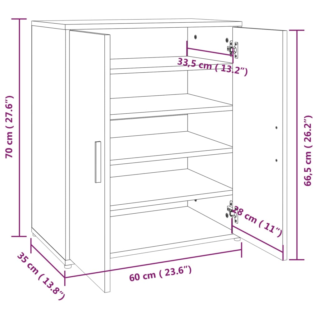 Schuhschrank Räuchereiche 60x35x70 cm Holzwerkstoff