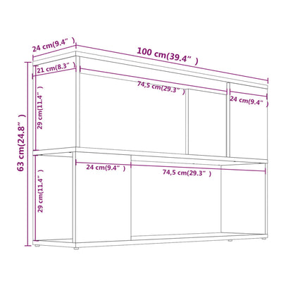 Bücherregal Braun Eichen-Optik 100x24x63 cm Holzwerkstoff