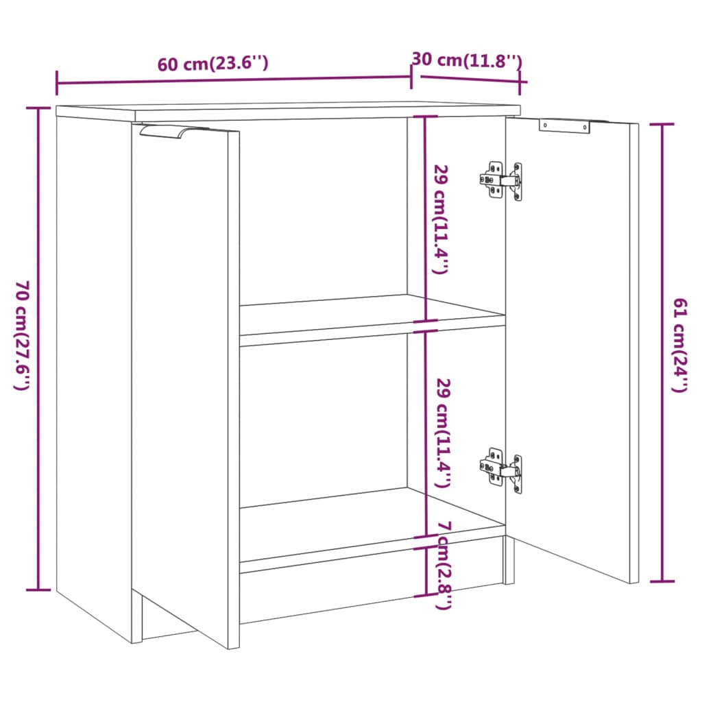 Sideboard Schwarz 60x30x70 cm Holzwerkstoff