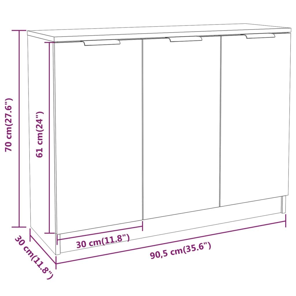 Sideboard Sonoma-Eiche 90,5x30x70 cm Holzwerkstoff