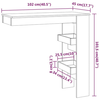 Wand-Bartisch Betongrau 102x45x103,5 cm Holzwerkstoff