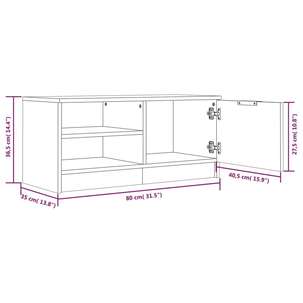 TV-Schränke 2 Stk. Grau Sonoma 80x35x36,5 cm Holzwerkstoff