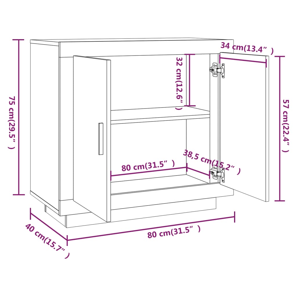 Sideboard Räuchereiche 80x40x75 cm Holzwerkstoff