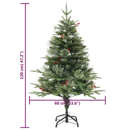 Weihnachtsbaum mit Beleuchtung und Kiefernzapfen Grün 120 cm