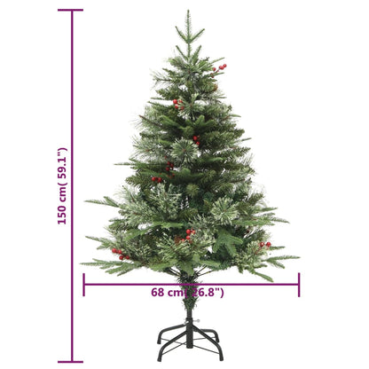 Weihnachtsbaum mit Beleuchtung und Kiefernzapfen Grün 150 cm