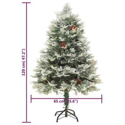 Weihnachtsbaum mit Beleuchtung und Kiefernzapfen Grün 120 cm