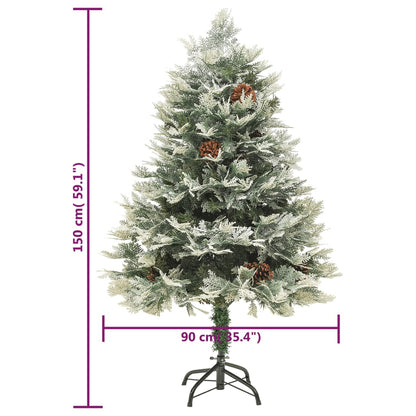 Weihnachtsbaum mit Beleuchtung und Kiefernzapfen Grün 150 cm