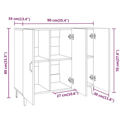 Sideboard Grau Sonoma 90x34x80 cm Holzwerkstoff