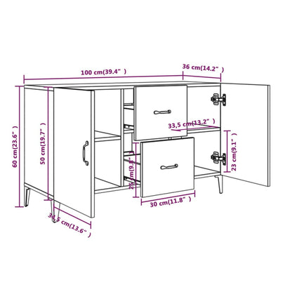 Sideboard Braun Eichen-Optik 100x36x60 cm Holzwerkstoff