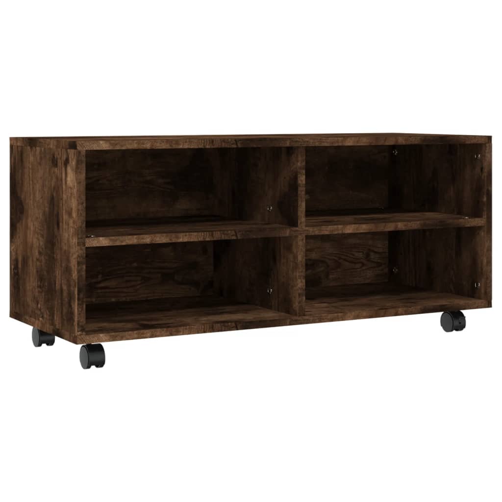 TV-Schrank mit Rollen Räuchereiche 90x35x35 cm Holzwerkstoff