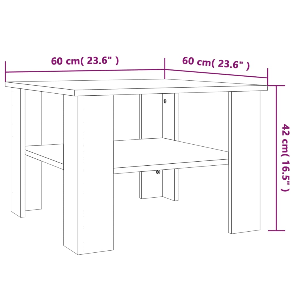 Couchtisch Grau Sonoma 60x60x42 cm Holzwerkstoff