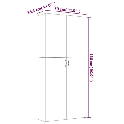 Schuhschrank Räuchereiche 80x35,5x180 cm Holzwerkstoff