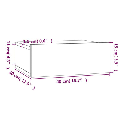 Hängender Nachttisch Grau Sonoma 40x30x15 cm Holzwerkstoff