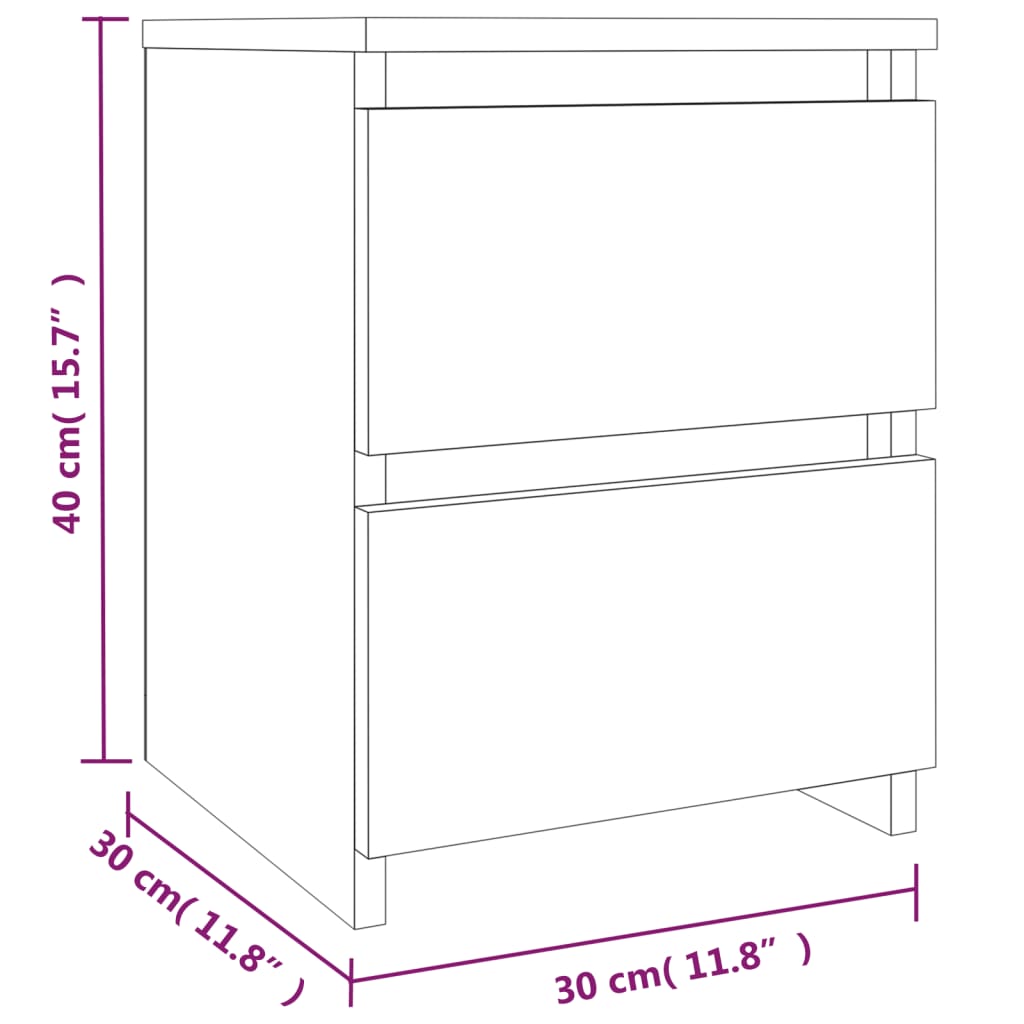 Nachttisch Grau Sonoma 30×30×40 cm Holzwerkstoff