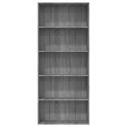 Bücherregal 5 Fächer Grau Sonoma 80x30x189 cm Holzwerkstoff