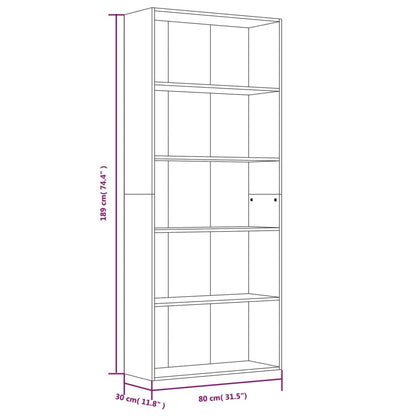 Bücherregal 5 Fächer Grau Sonoma 80x30x189 cm Holzwerkstoff