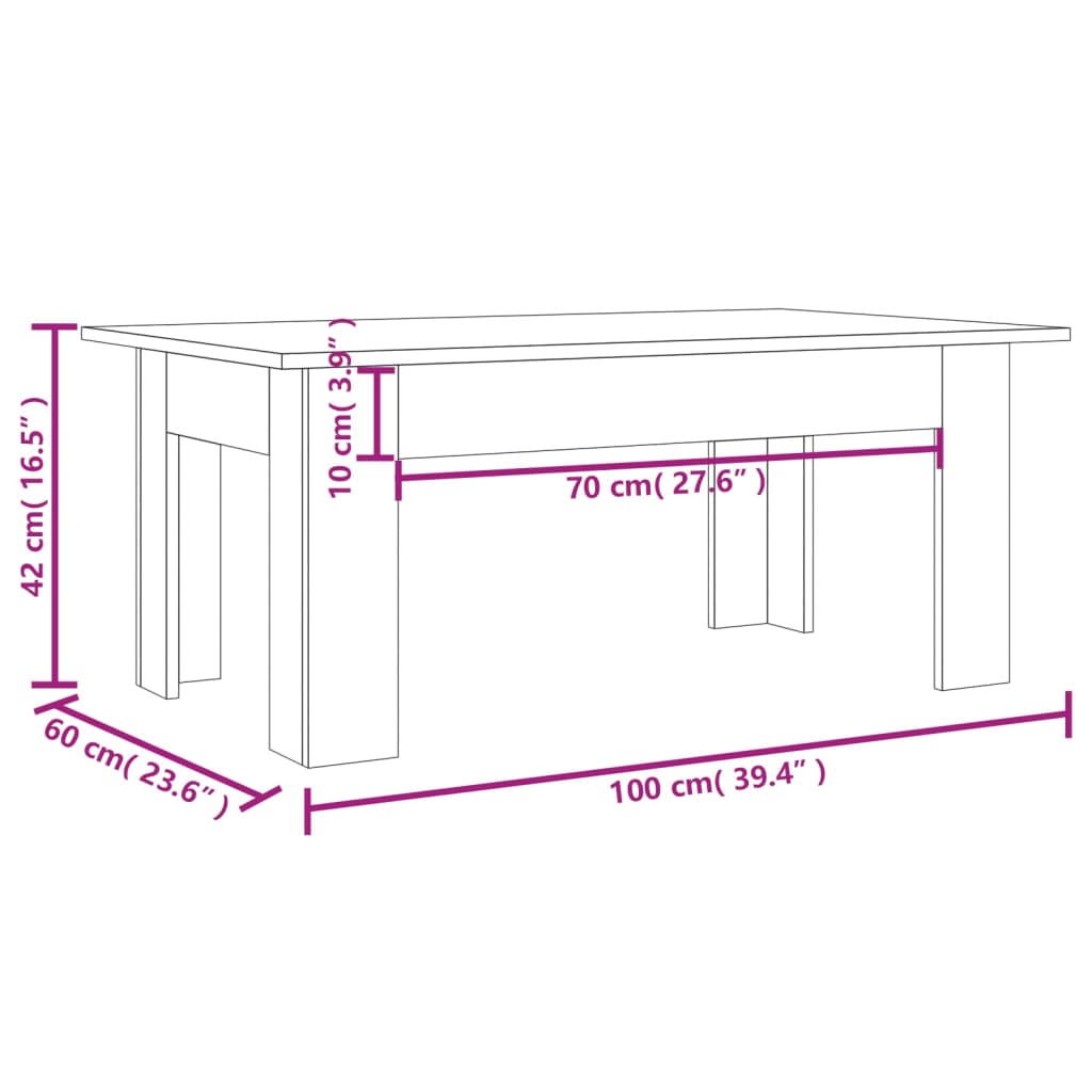 Couchtisch Räuchereiche 100x60x42 cm Holzwerkstoff