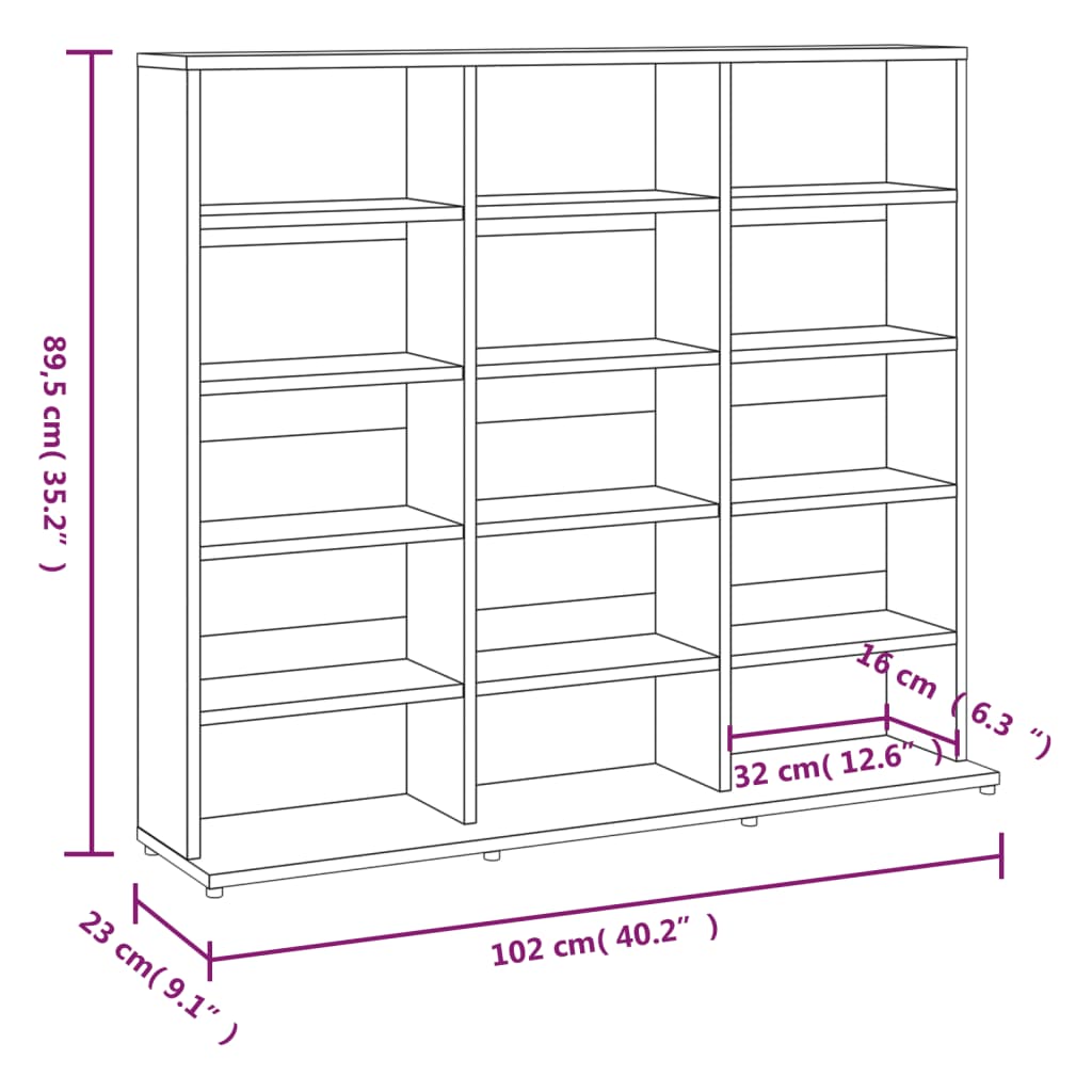 CD-Regal Räuchereiche 102x23x89,5 cm Holzwerkstoff