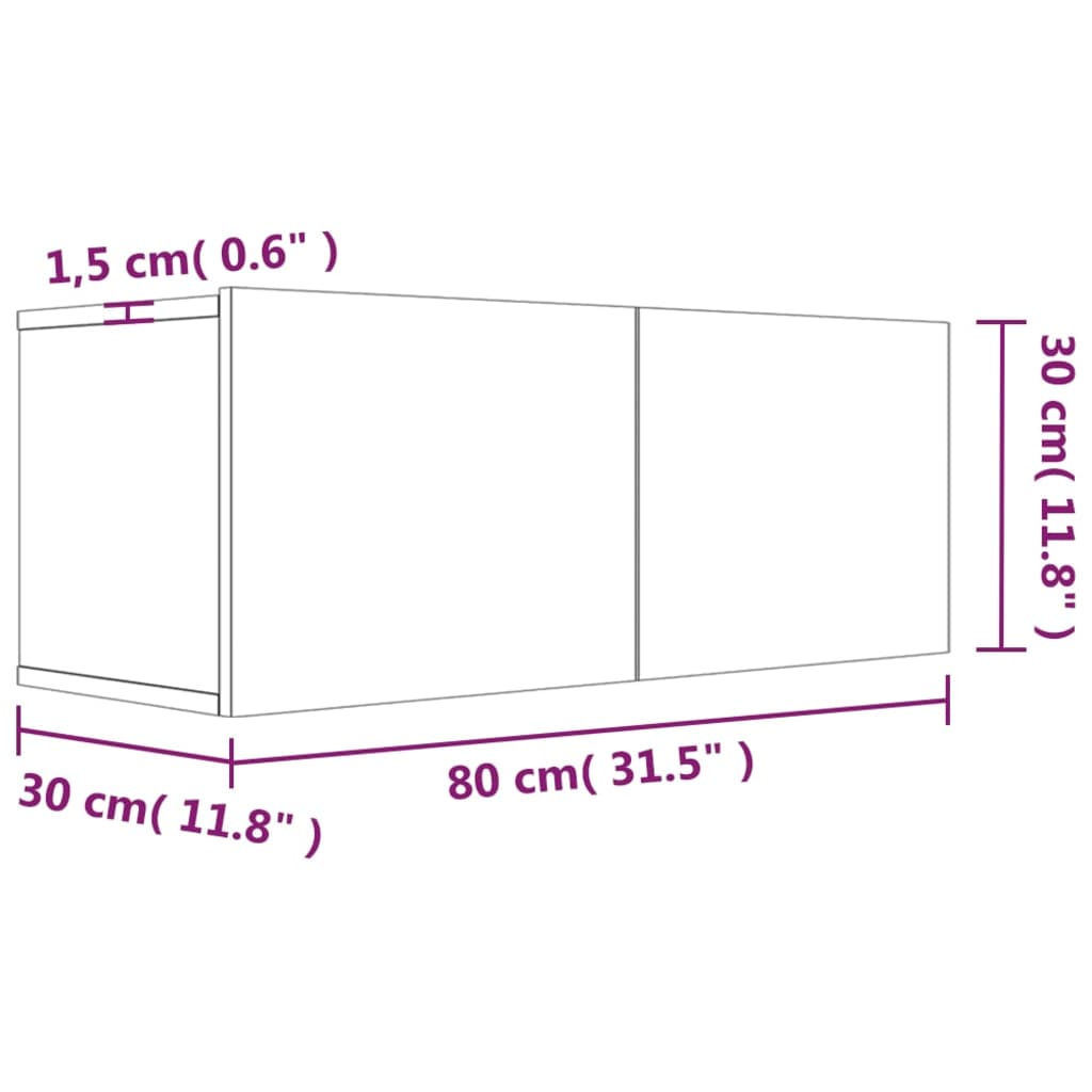 TV-Schrank Braun Eichen-Optik 80x30x30 cm Holzwerkstoff