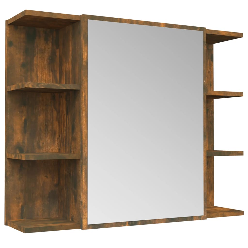 Bad-Spiegelschrank Räuchereiche 80x20,5x64 cm Holzwerkstoff