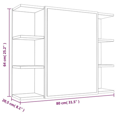 Bad-Spiegelschrank Räuchereiche 80x20,5x64 cm Holzwerkstoff