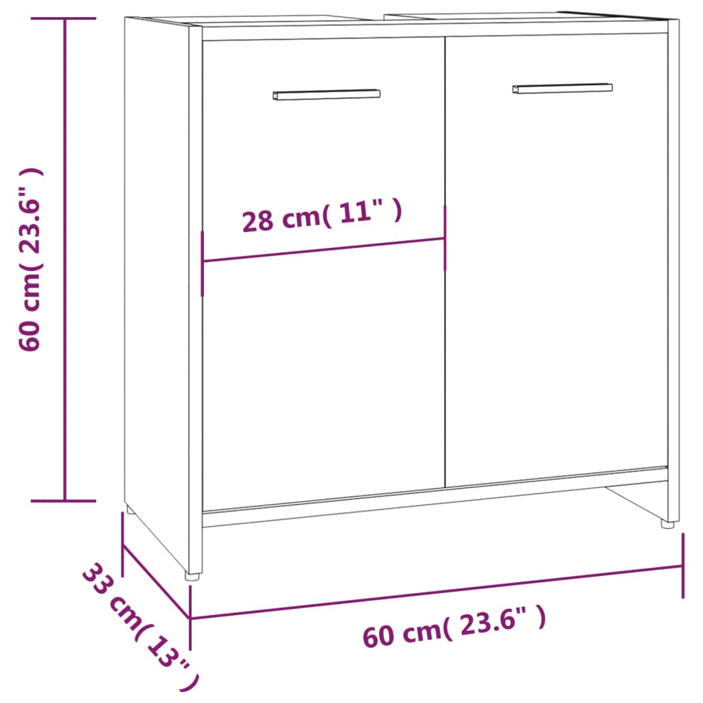 Badezimmerschrank Grau Sonoma 60x33x60 cm Holzwerkstoff