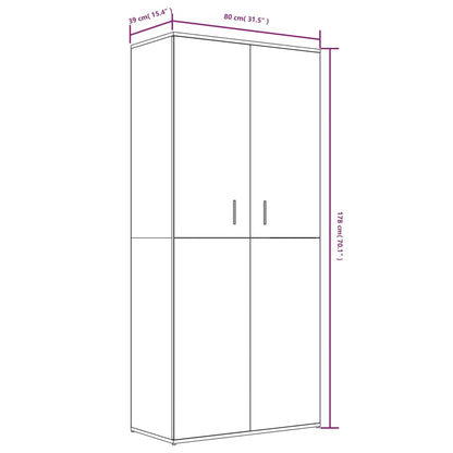 Schuhschrank Braun Eichen-Optik 80x39x178 cm Holzwerkstoff