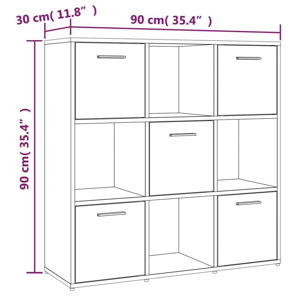 Bücherregal Braun Eichen-Optik 90x30x90 cm Holzwerkstoff