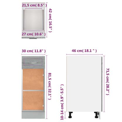 Unterschrank mit Schublade Grau Sonoma 30x46x81,5 cm