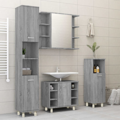 Badschrank Grau Sonoma 30x30x95 cm Holzwerkstoff