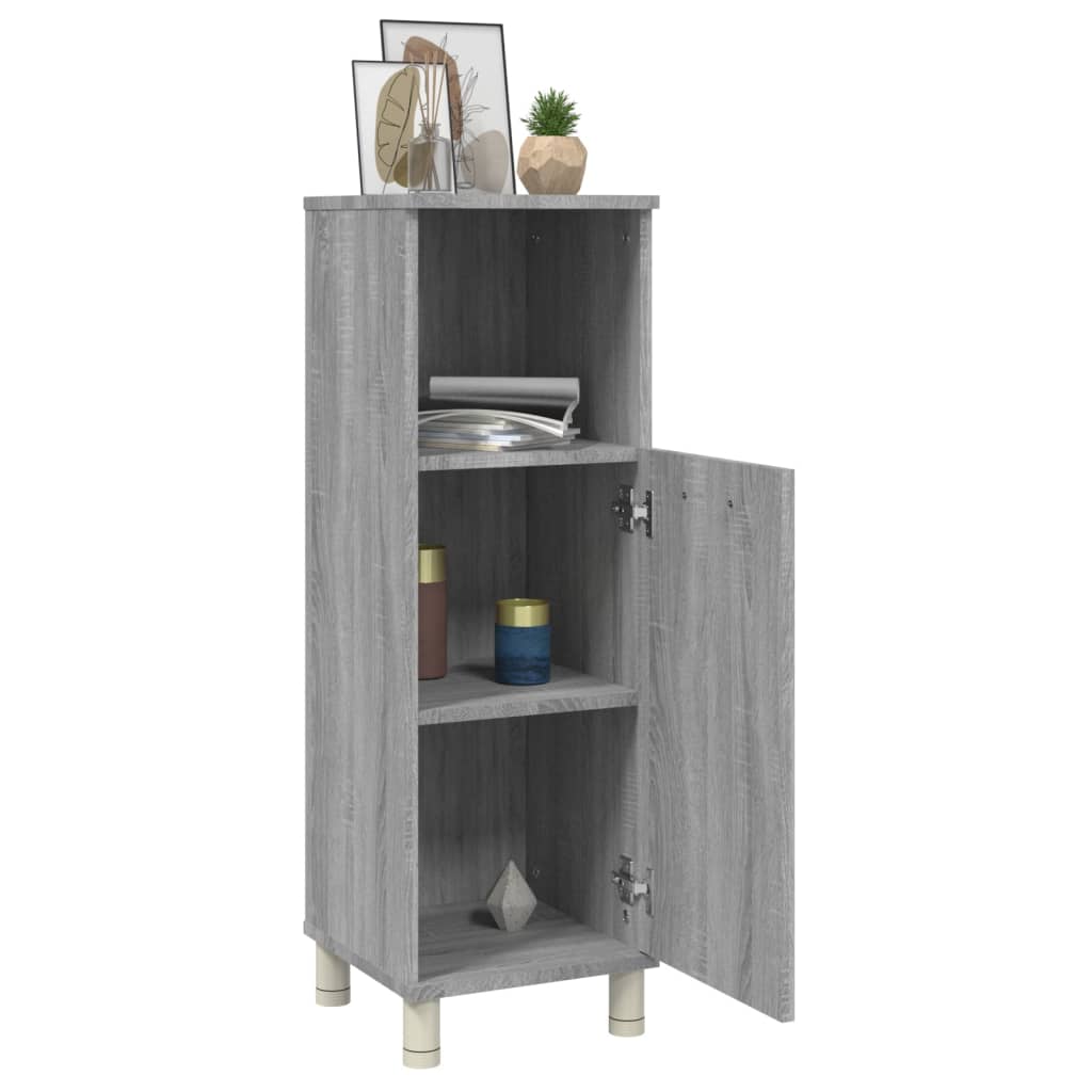 Badschrank Grau Sonoma 30x30x95 cm Holzwerkstoff