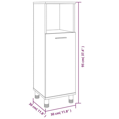 Badschrank Braun Eichen-Optik 30x30x95 cm Holzwerkstoff