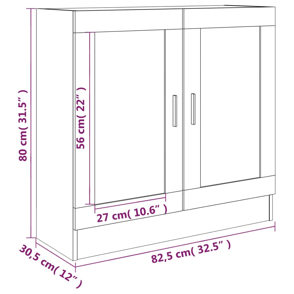 Vitrinenschrank Grau Sonoma 82,5x30,5x80 cm Holzwerkstoff