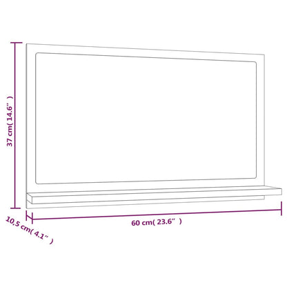 Badspiegel Grau Sonoma 60x10,5x37 cm Holzwerkstoff