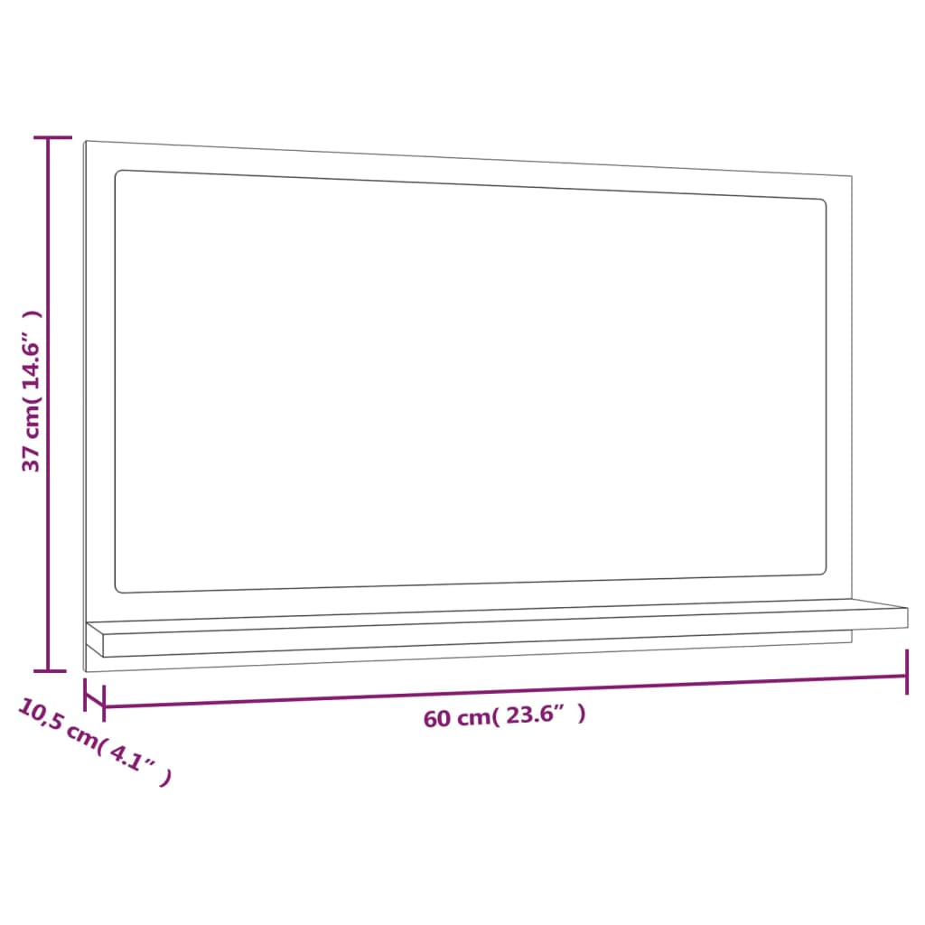 Badspiegel Grau Sonoma 60x10,5x37 cm Holzwerkstoff